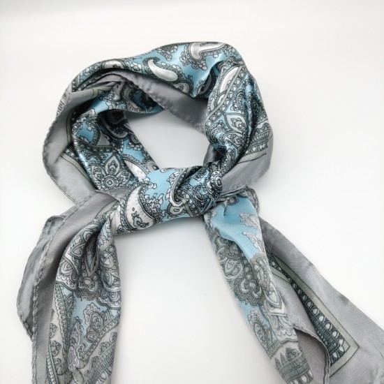 Small retro silk scarf in blue