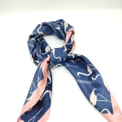 Navy blue vintage silk scarf