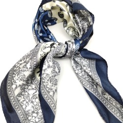 Navy blue vintage silk scarf