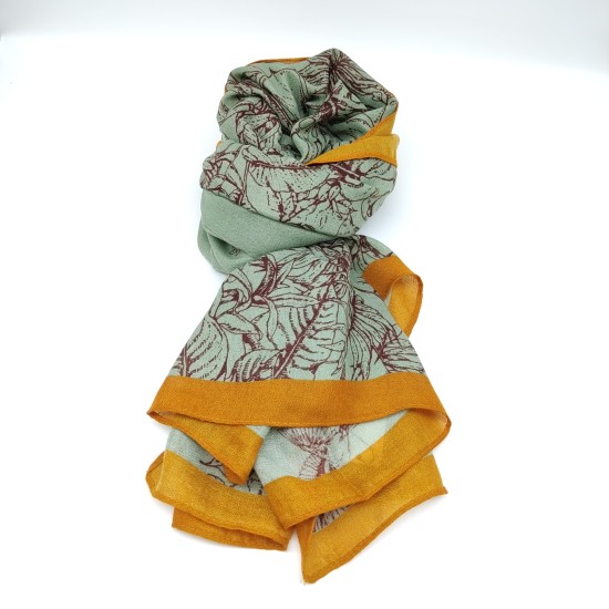 Green and yellow rimmed butterfly bird scarf