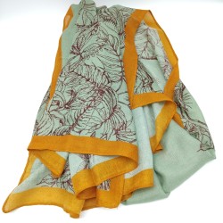 Green and yellow rimmed butterfly bird scarf